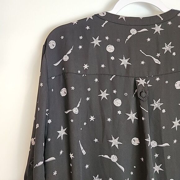 Torrid Harry Potter Star & Wand Black Georgette Harper Blouse Women’s Size 2X - Picture 12 of 16